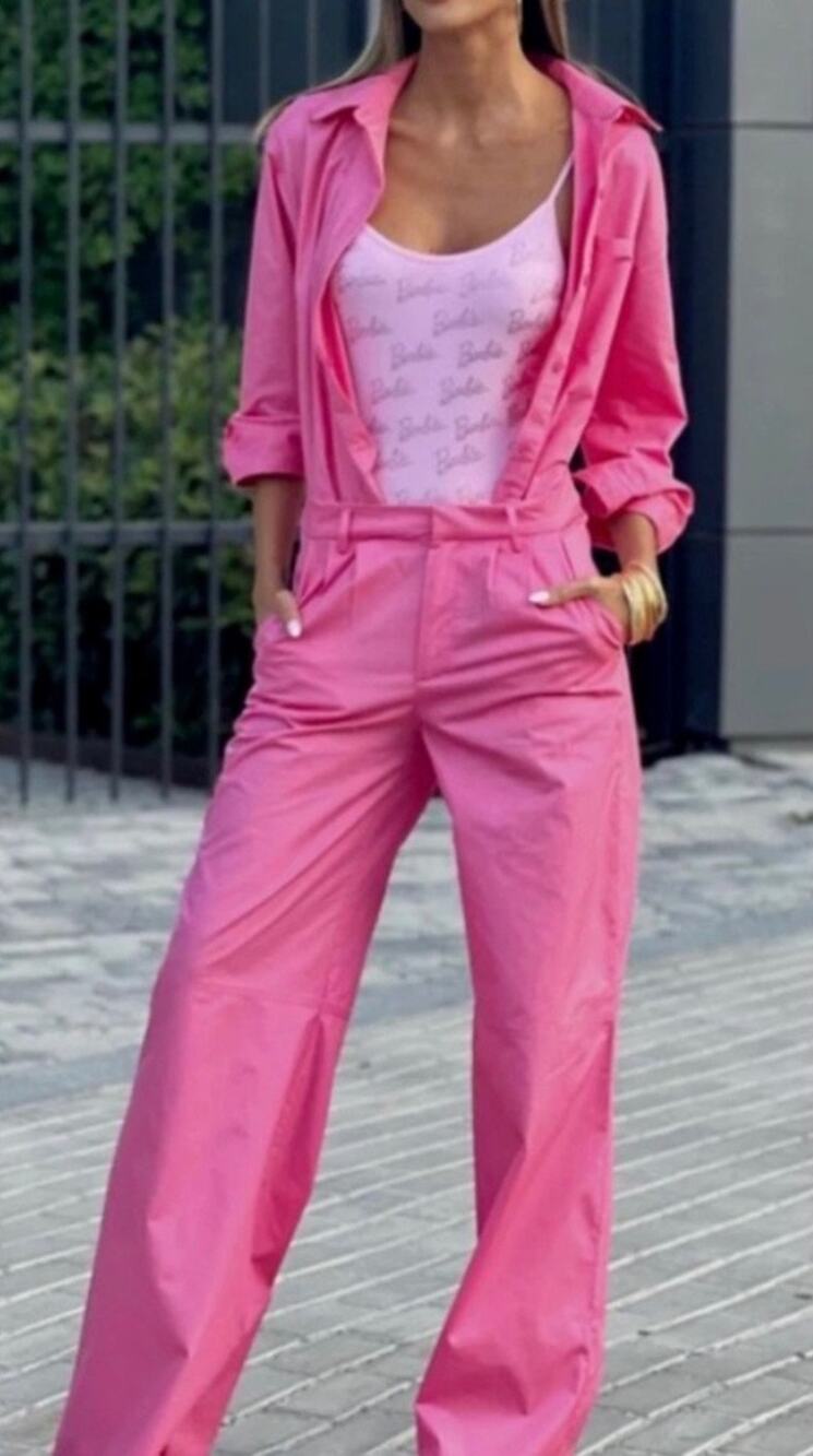 Zara x Barbie Movie pink long sleeve button front jumpsuit WOMENS XS - Picture 1 of 6